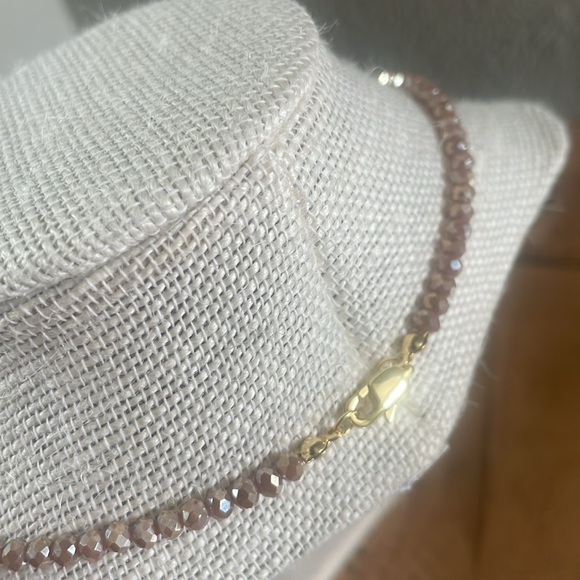 Tigers eye & tanned colored crystal necklace in size 17” - Picture 4 of 4